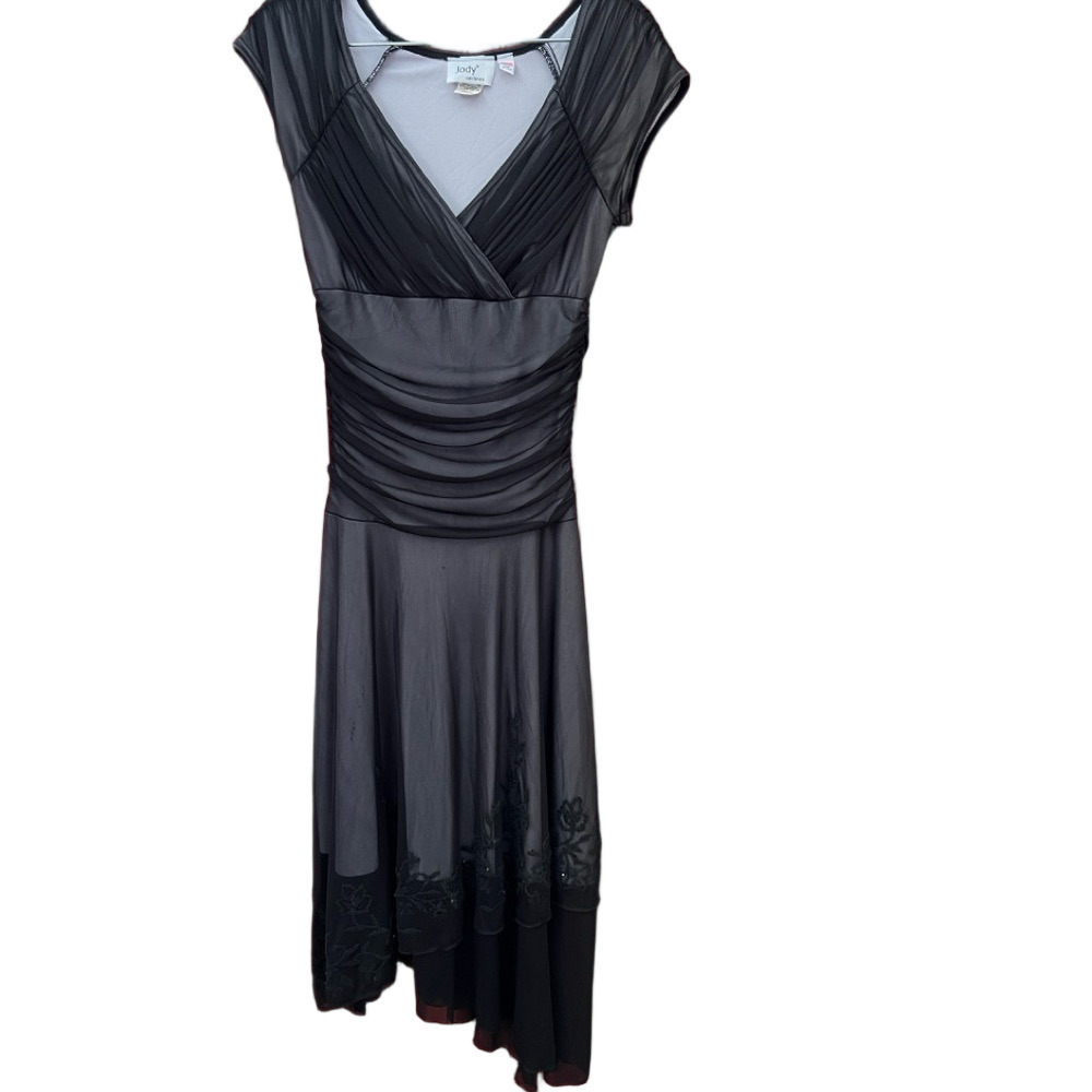 Vintage 70’s Jody of California High Low Black Formal Maxi Prom Dress Size 5/6